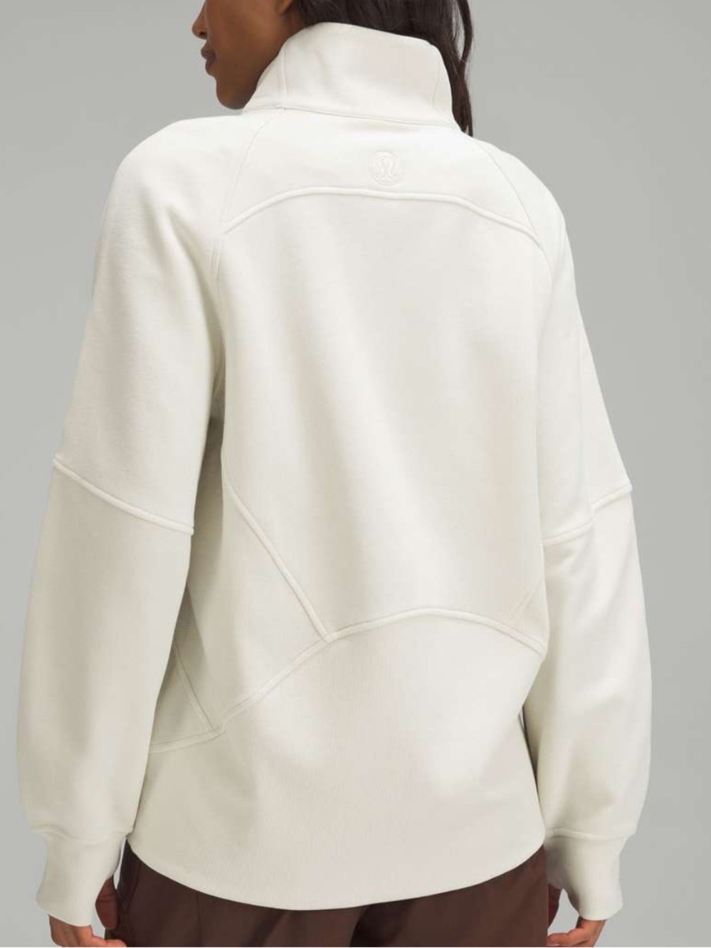 LULULEMON WOMENS FLEECE ZIP UP JACKET BONE/OFF WHITE XS/S SQUARE TAG